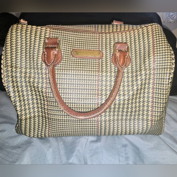 Vintage Ralph Lauren Brown Houndstooth Boston Bag - Picture 2 of 10